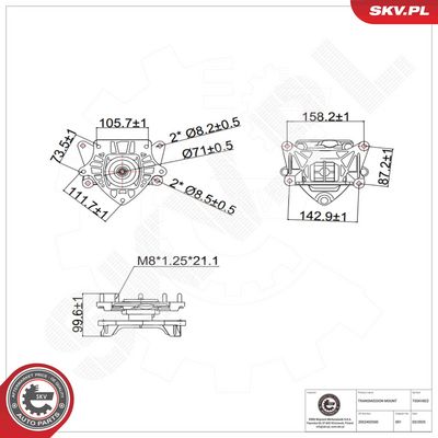 Mounting, automatic transmission ESEN SKV 75SKV822