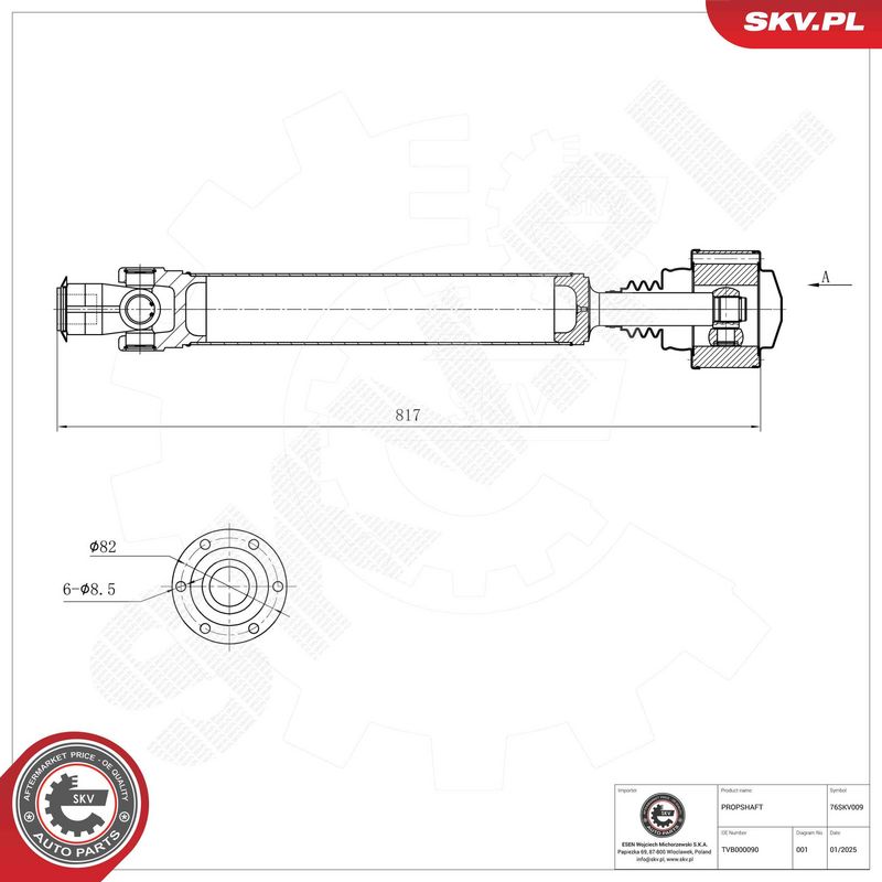 ESEN SKV 76SKV009 Drive Shaft