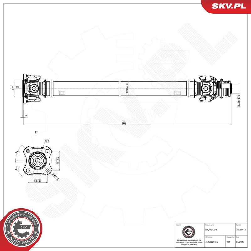 ESEN SKV 76SKV014 Drive Shaft