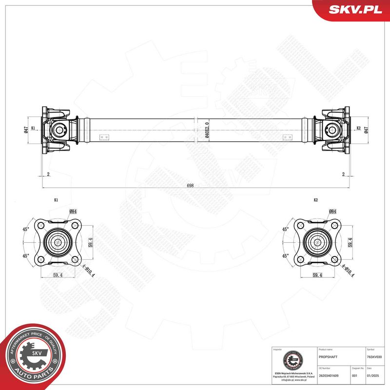 ESEN SKV 76SKV030 Drive Shaft