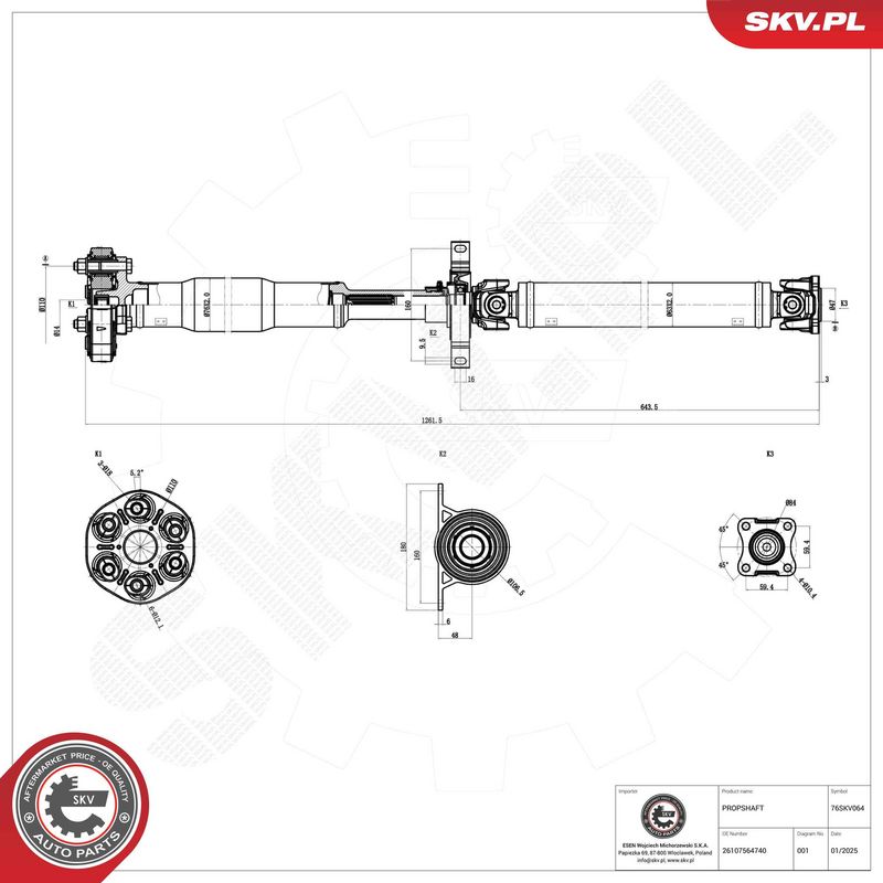 ESEN SKV 76SKV064 Drive Shaft