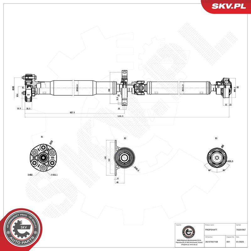 ESEN SKV 76SKV067 Drive Shaft