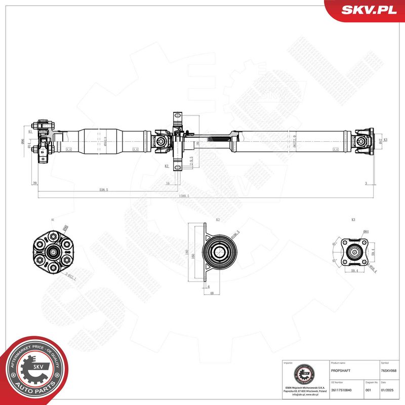 ESEN SKV 76SKV068 Drive Shaft