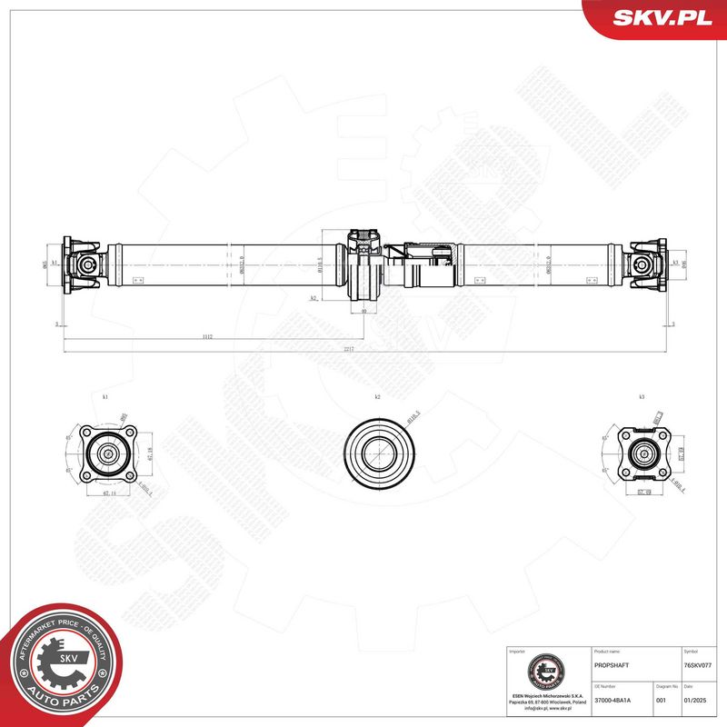 ESEN SKV 76SKV077 Drive Shaft
