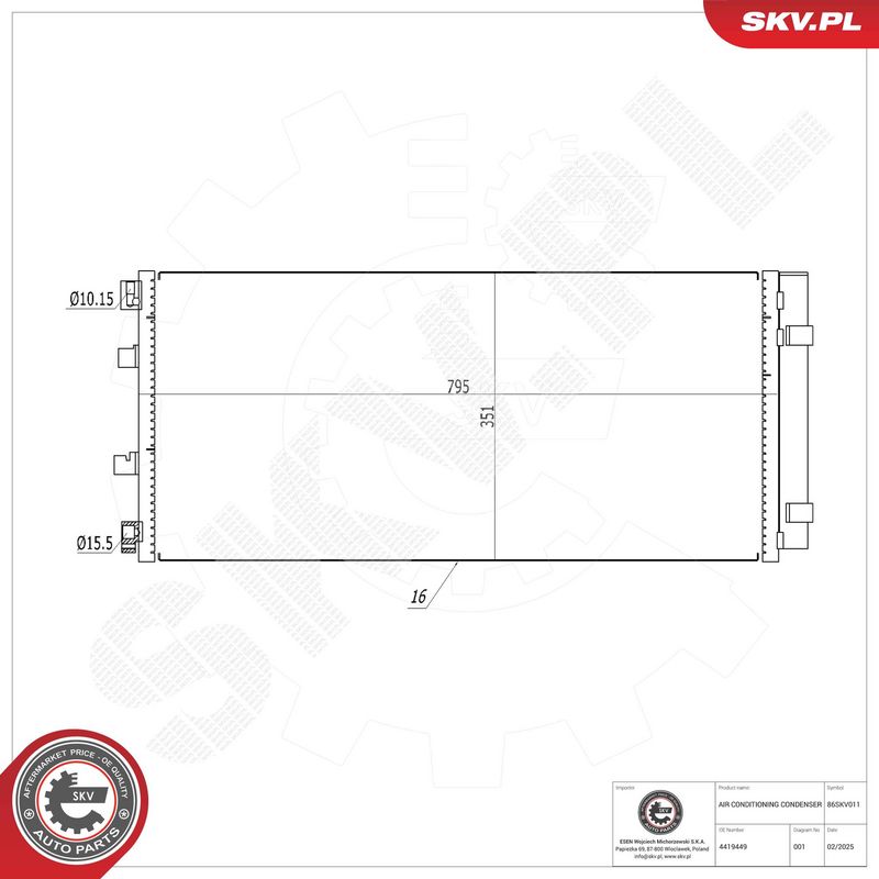 ESEN SKV 86SKV011 Condenser, air conditioning