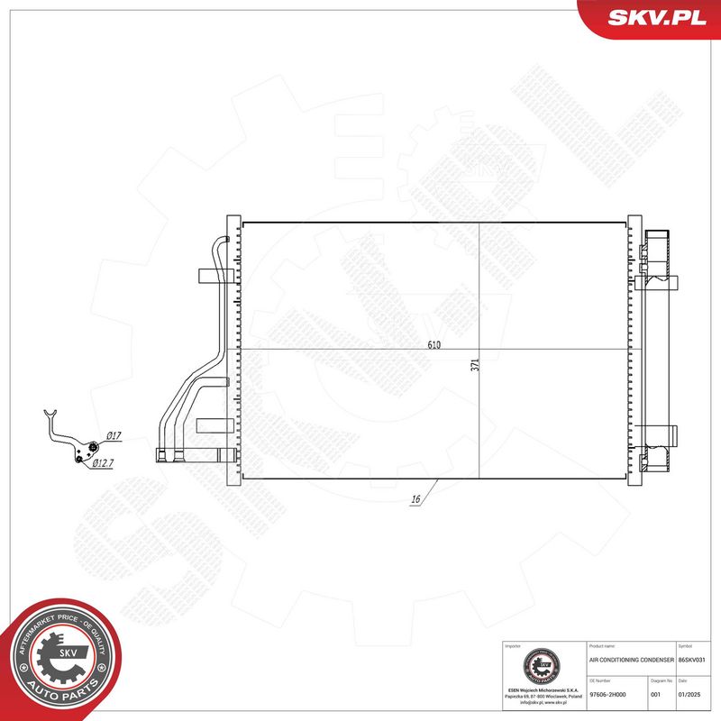ESEN SKV 86SKV031 Condenser, air conditioning