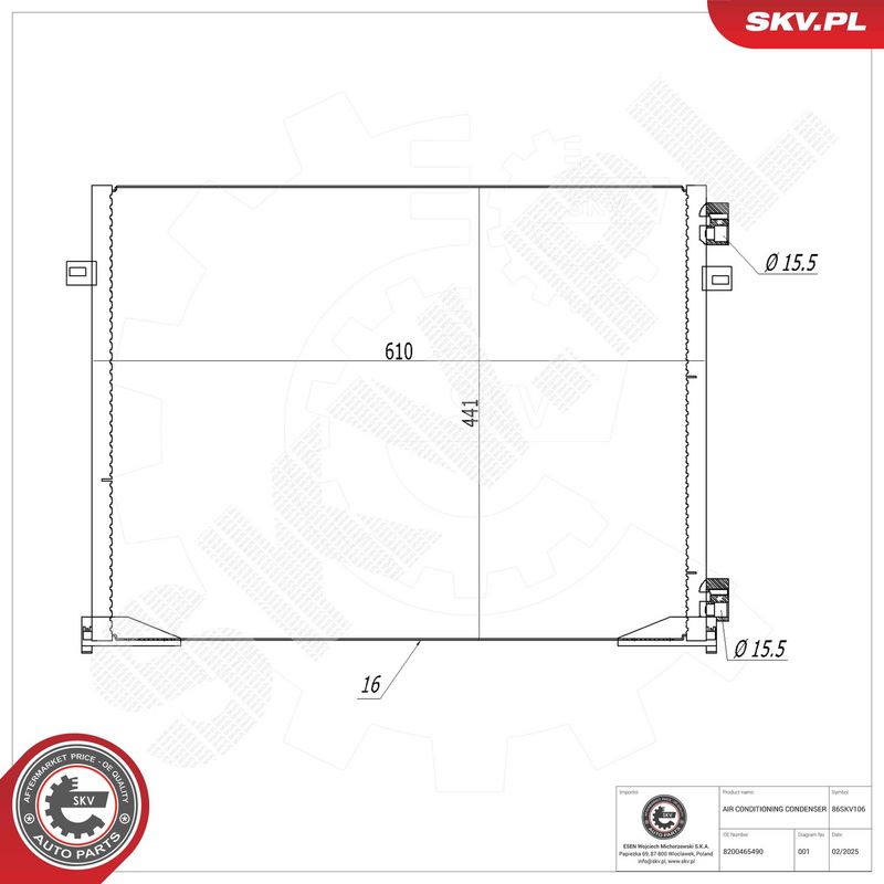 ESEN SKV 86SKV106 Condenser, air conditioning