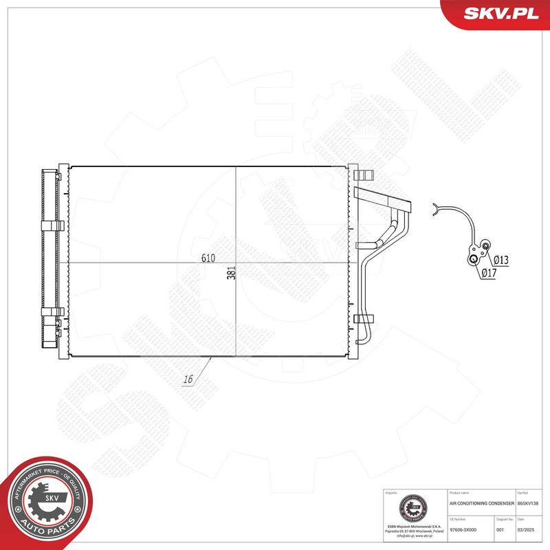 ESEN SKV 86SKV138 Condenser, air conditioning