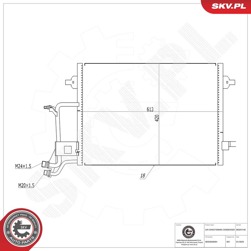 ESEN SKV 86SKV145 Condenser, air conditioning