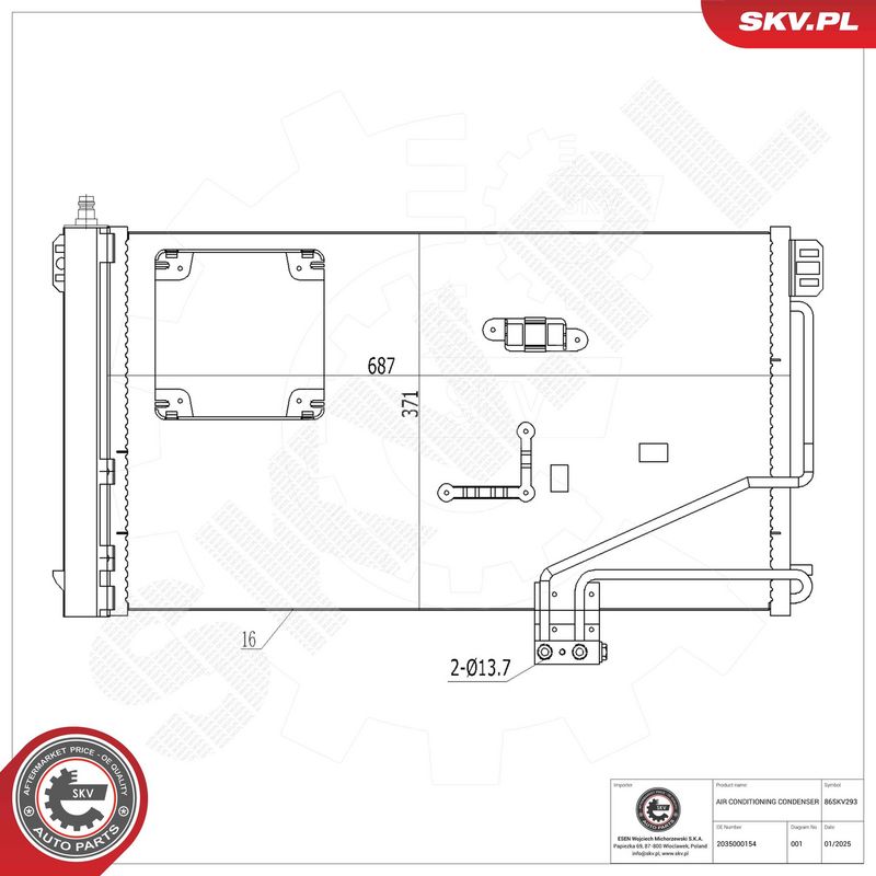 ESEN SKV 86SKV293 Condenser, air conditioning