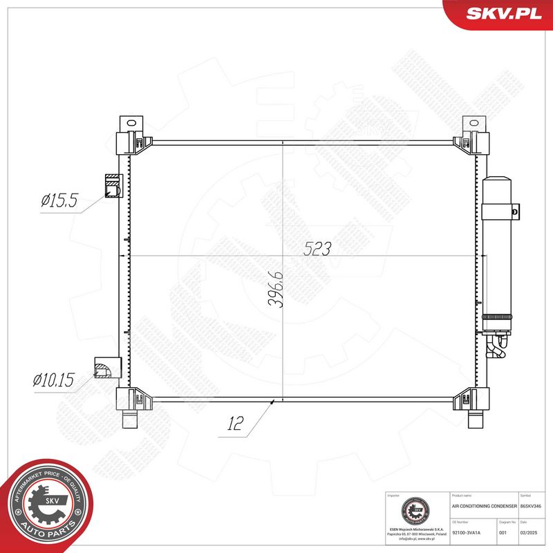 ESEN SKV 86SKV346 Condenser, air conditioning