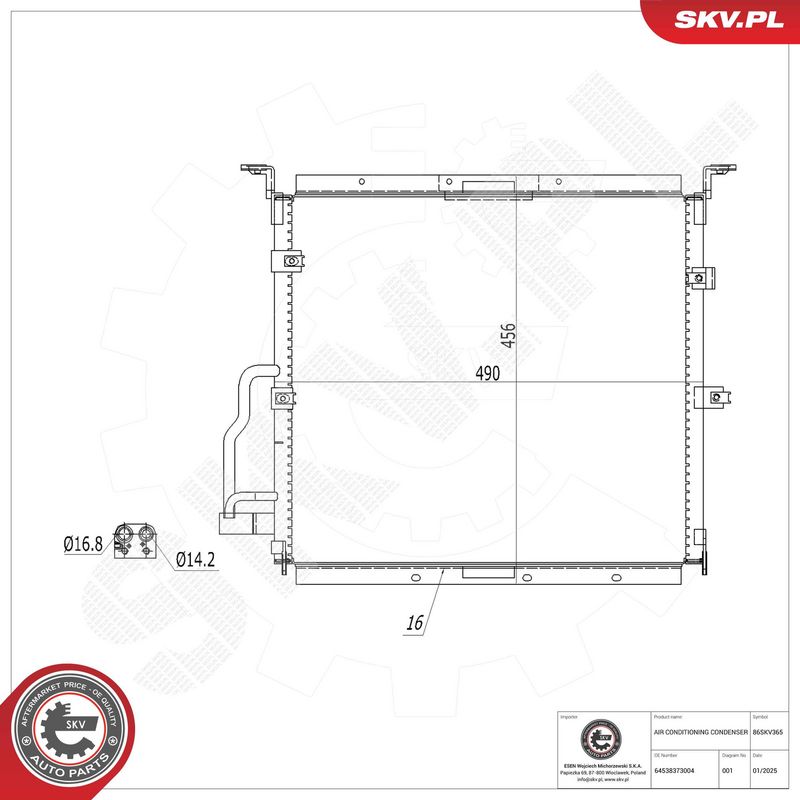 ESEN SKV 86SKV365 Condenser, air conditioning