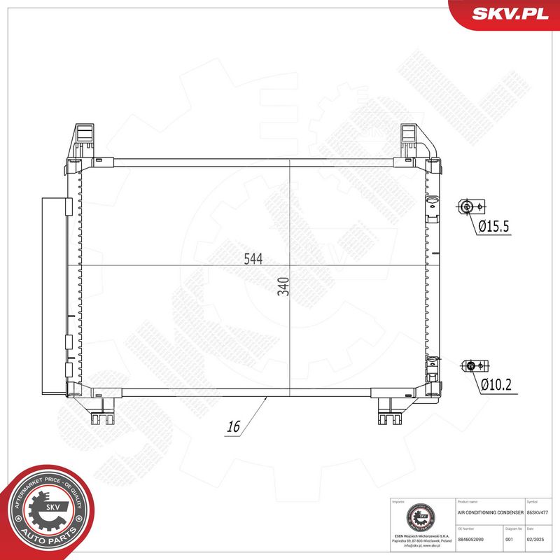 ESEN SKV 86SKV477 Condenser, air conditioning