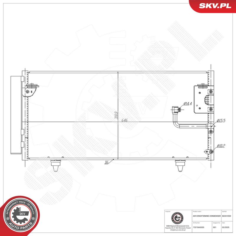ESEN SKV 86SKV550 Condenser, air conditioning