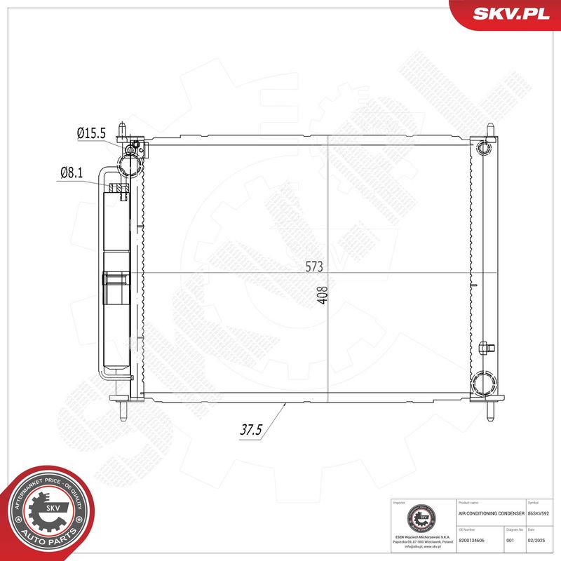 ESEN SKV 86SKV592 Condenser, air conditioning