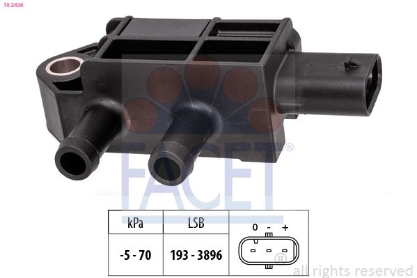 FACET 10.3436 Sensor, exhaust pressure