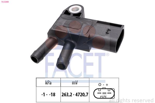 FACET 10.3380 Sensor, exhaust pressure