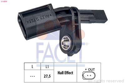 Sensor, wheel speed FACET 21.0006