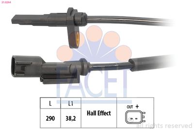 Sensor, wheel speed FACET 21.0264