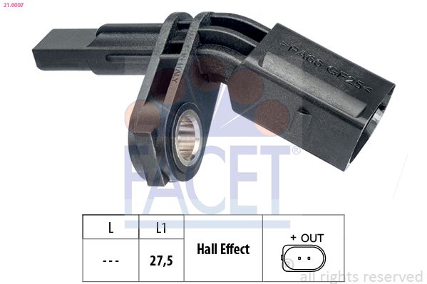 FACET 21.0007 Sensor, wheel speed