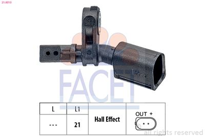 Sensor, wheel speed FACET 21.0010