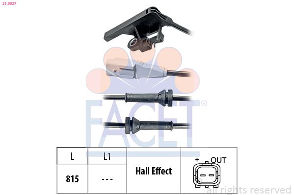 FACET 21.0027 Sensor, wheel speed