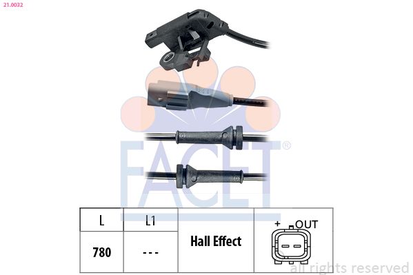 FACET 21.0032 Sensor, wheel speed