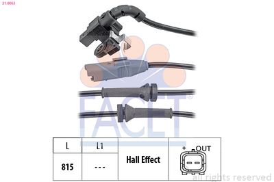 Sensor, wheel speed FACET 21.0063