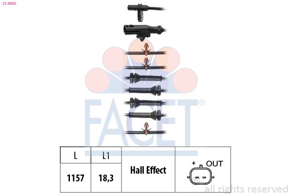 FACET 21.0065 Sensor, wheel speed