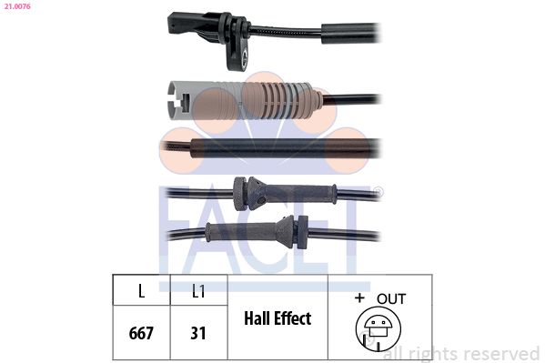 FACET 21.0076 Sensor, wheel speed