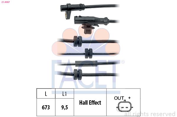 FACET 21.0087 Sensor, wheel speed