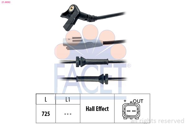 FACET 21.0092 Sensor, wheel speed