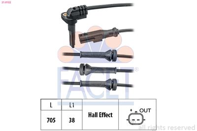 Sensor, wheel speed FACET 21.0102