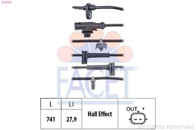 Sensor, wheel speed FACET 21.0124