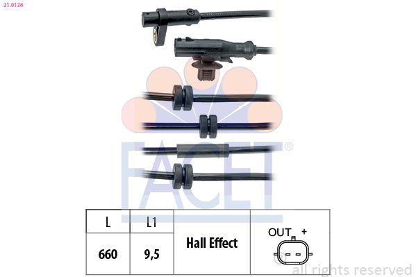 FACET 21.0126 Sensor, wheel speed