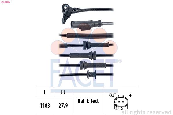 FACET 21.0166 Sensor, wheel speed