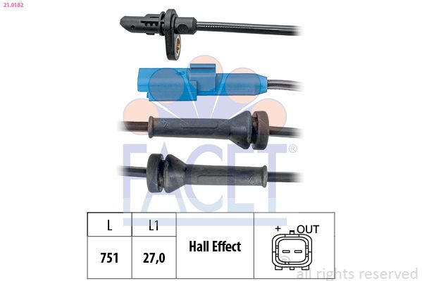 FACET 21.0182 Sensor, wheel speed