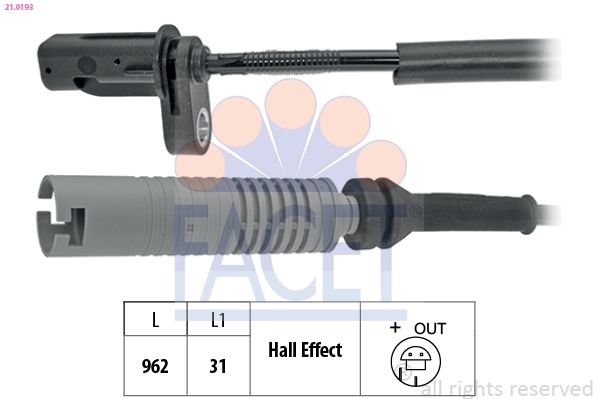 FACET 21.0193 Sensor, wheel speed