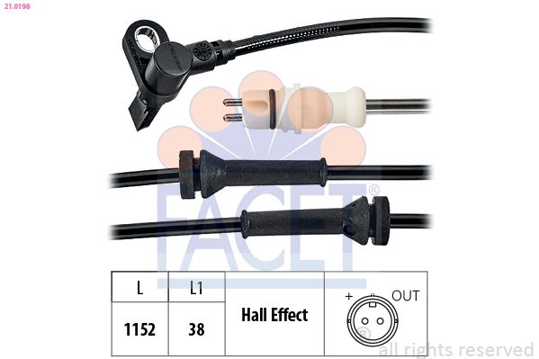FACET 21.0198 Sensor, wheel speed