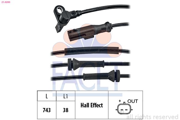FACET 21.0200 Sensor, wheel speed