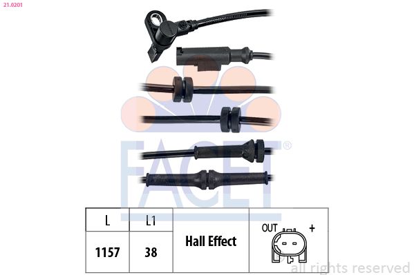 FACET 21.0201 Sensor, wheel speed