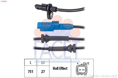 Sensor, wheel speed FACET 21.0205