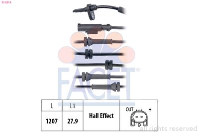 Sensor, wheel speed FACET 21.0214