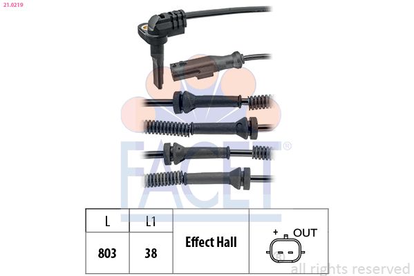 FACET 21.0219 Sensor, wheel speed