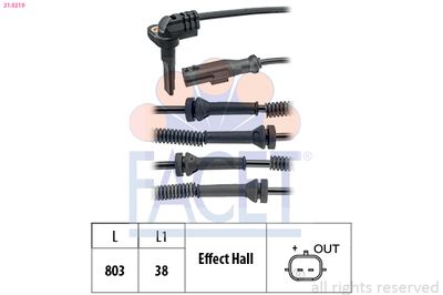 Sensor, wheel speed FACET 21.0219