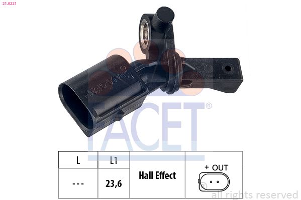 FACET 21.0221 Sensor, wheel speed