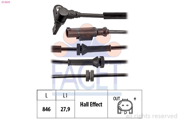 FACET 21.0223 Sensor, wheel speed