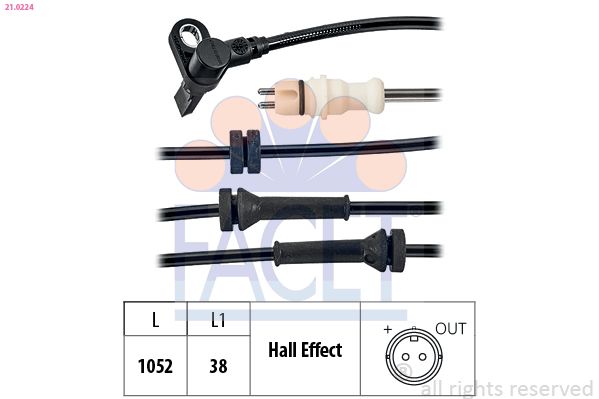 FACET 21.0224 Sensor, wheel speed