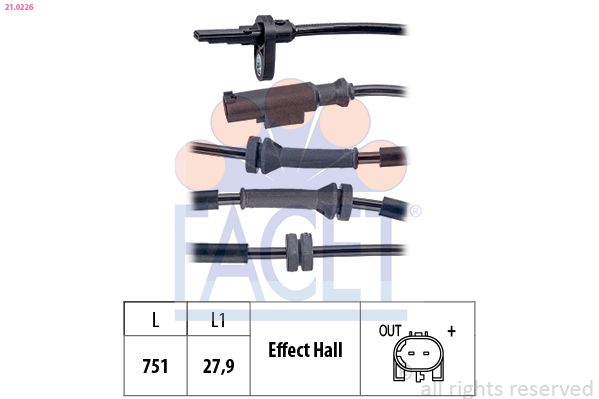 FACET 21.0226 Sensor, wheel speed