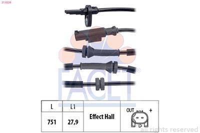 Sensor, wheel speed FACET 21.0226